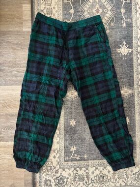 GAP Flannel Pajama Pants | Women’s Size S Tall | Green & Navy Plaid Joggers